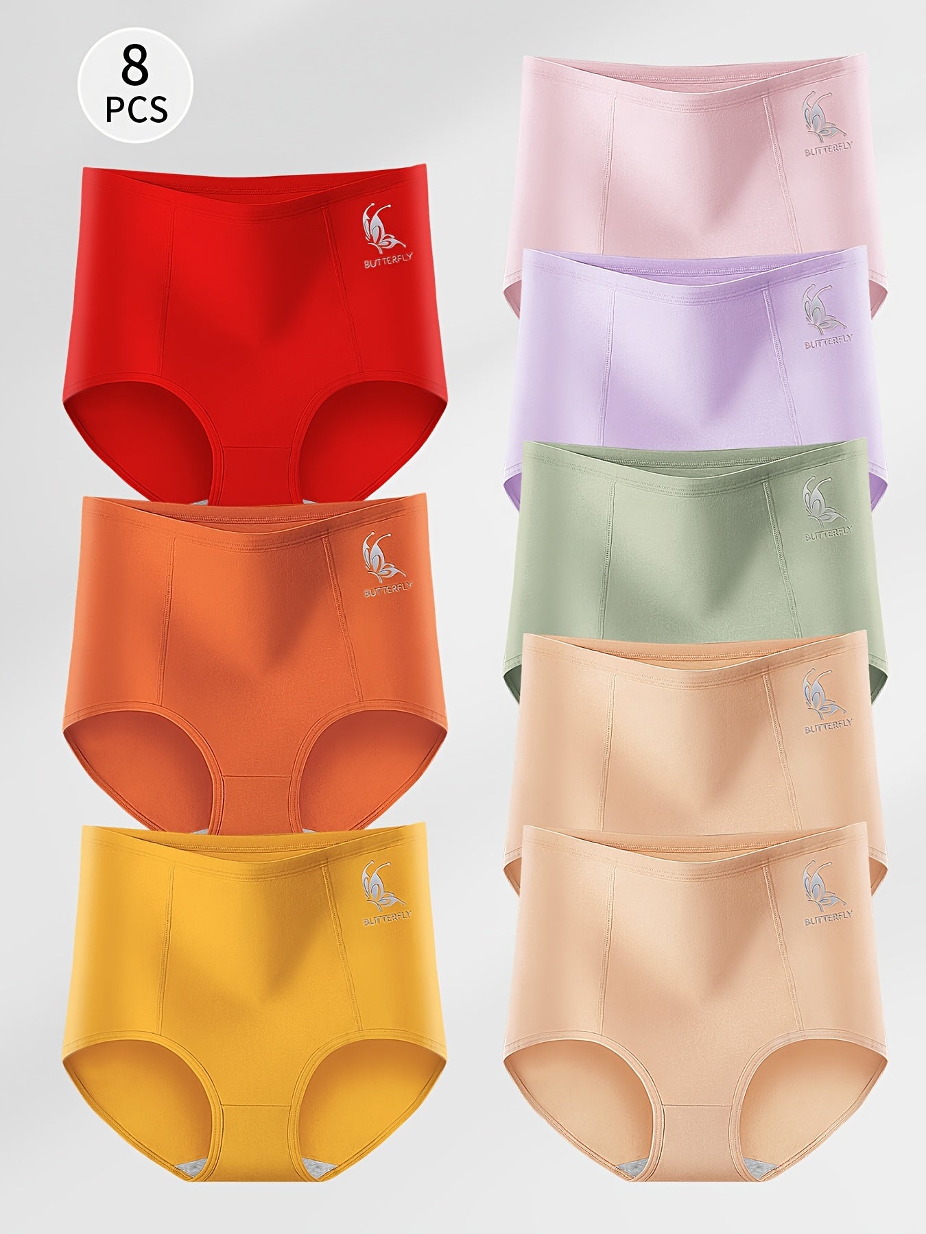 8pcs Plus Size Women's High Waisted Tummy Control Briefs Butterfly Alphabet - product view 2