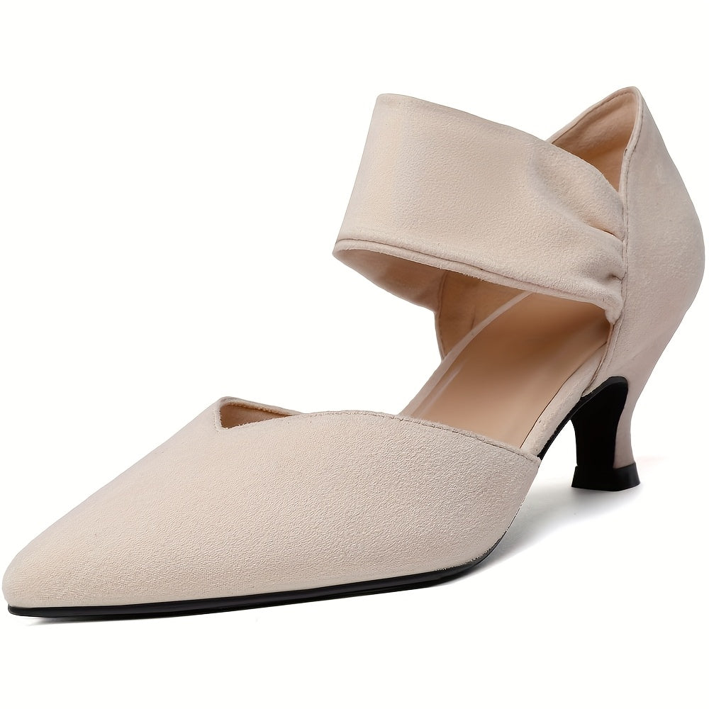RIBONGZ Kitten Heels for Women Closed Toe Comfortable Low Heels Pointed Toe Sexy Slip On Pumps Bridal Party Dressy Shoes, Women Shoes