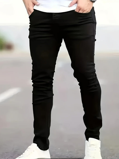 Men's Skinny Jeans - Black Denim Clean Finish