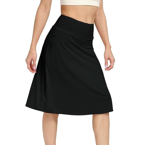 Scacto Women's Office-Ready Midi Skirt - Built-In Shorts, Hidden Drawstring, Zippered Pockets, Business Casual Faldas De Mujer Skorts for Women with Pockets Skorts for Women
