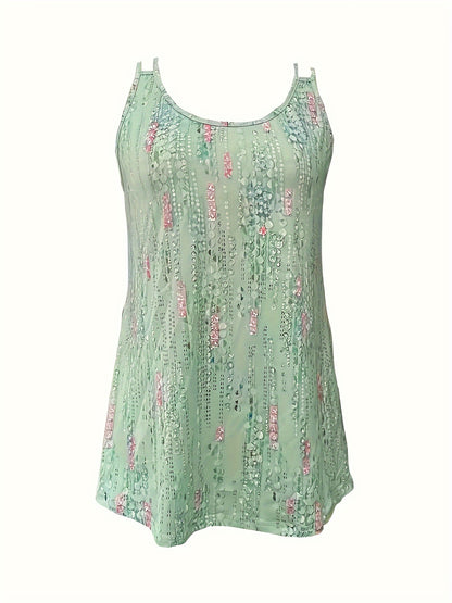 Summer Casual Sleeveless Tops Printed Double Strap Tops Ladies Fashion Tank Tops