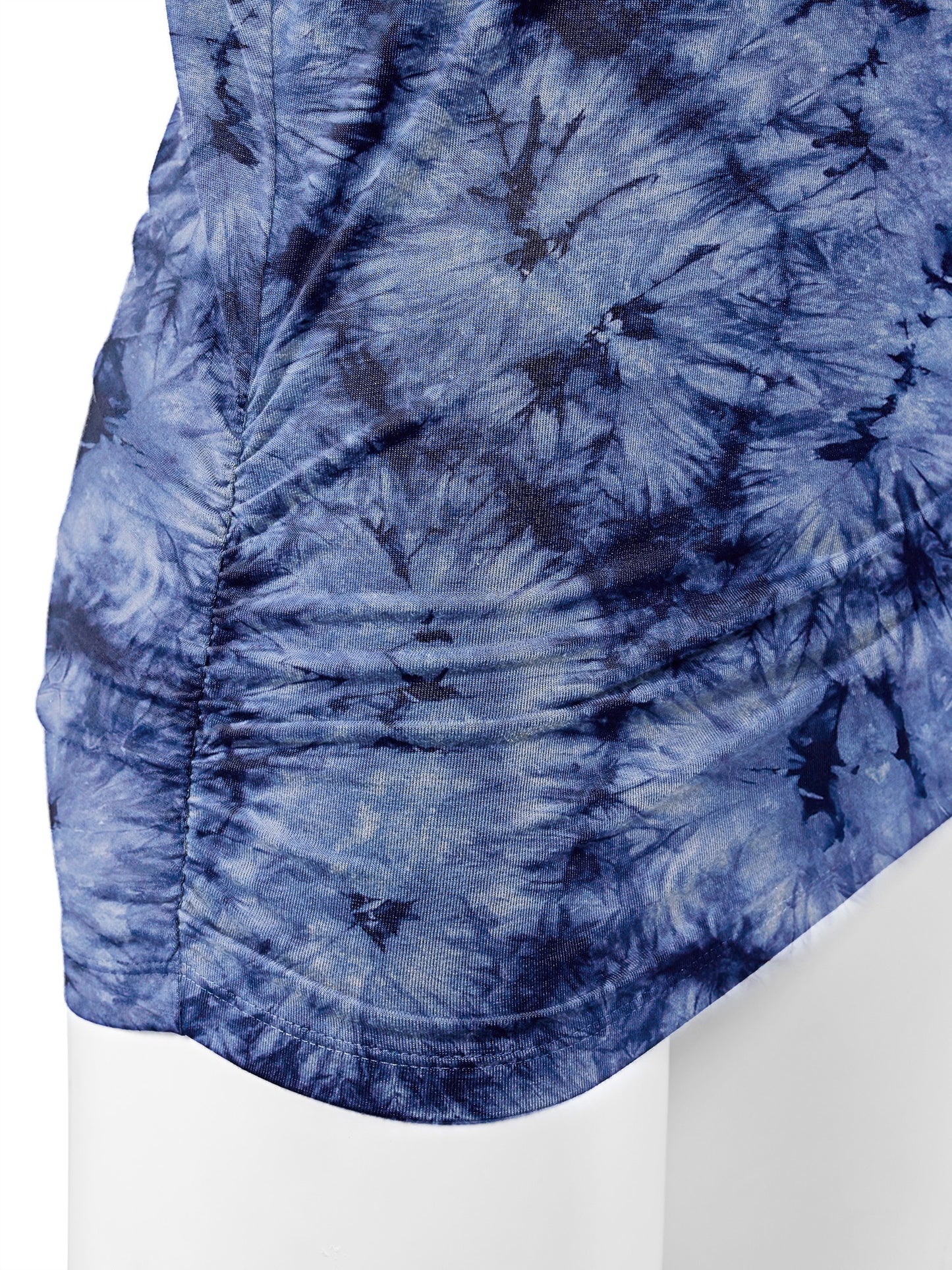 Women's Short Sleeve V Neck Tie-Dye Dolman Top w/Side Shirring