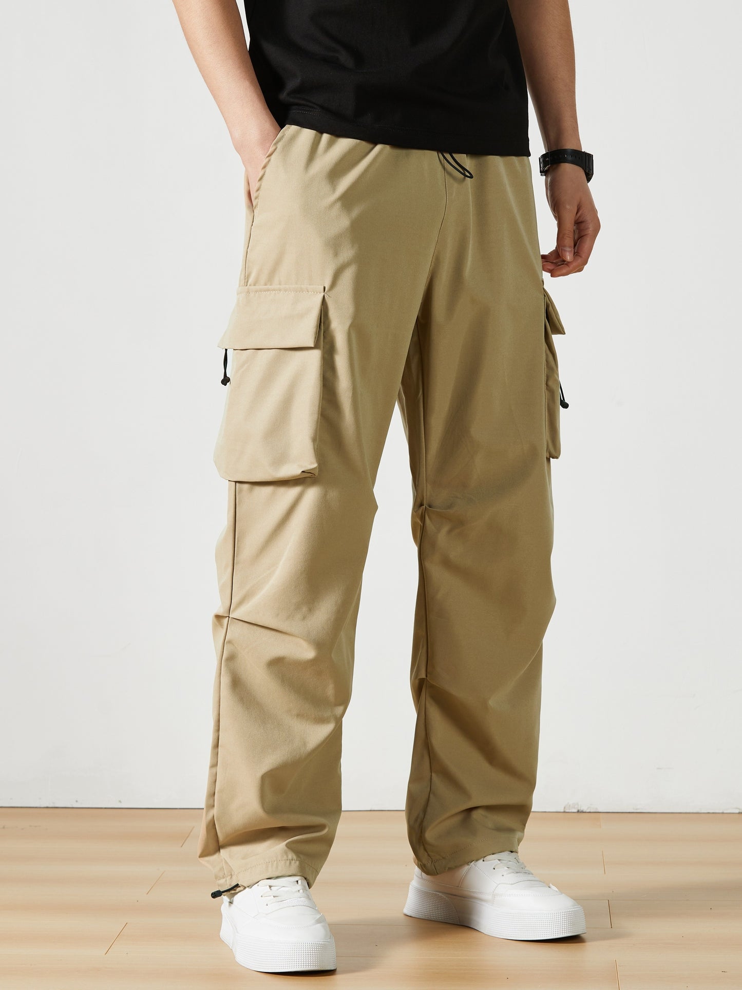 Men'S Straight-Leg Cargo Pants with Multiple Pockets, Suitable for Outdoor Street Fashion