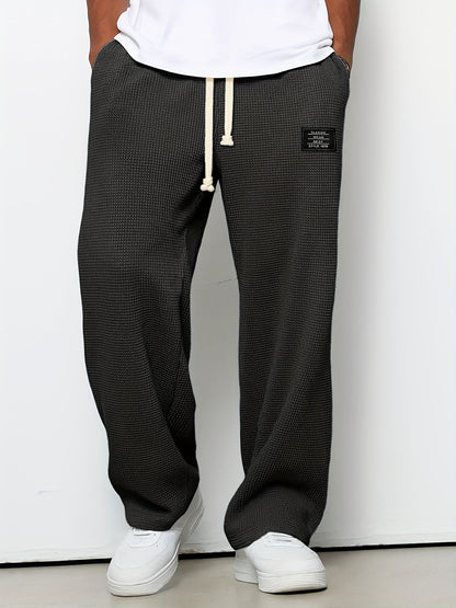 Men's Loose-Fit Wide-Leg & Straight-Leg Sweatpants - Elastic Straight-Leg Trousers with Wide Base, Adjustable Waist, Solid Color Casual Pants Suitable for Spring/Autumn, Machine Washable for Gym,, Casual Attire
