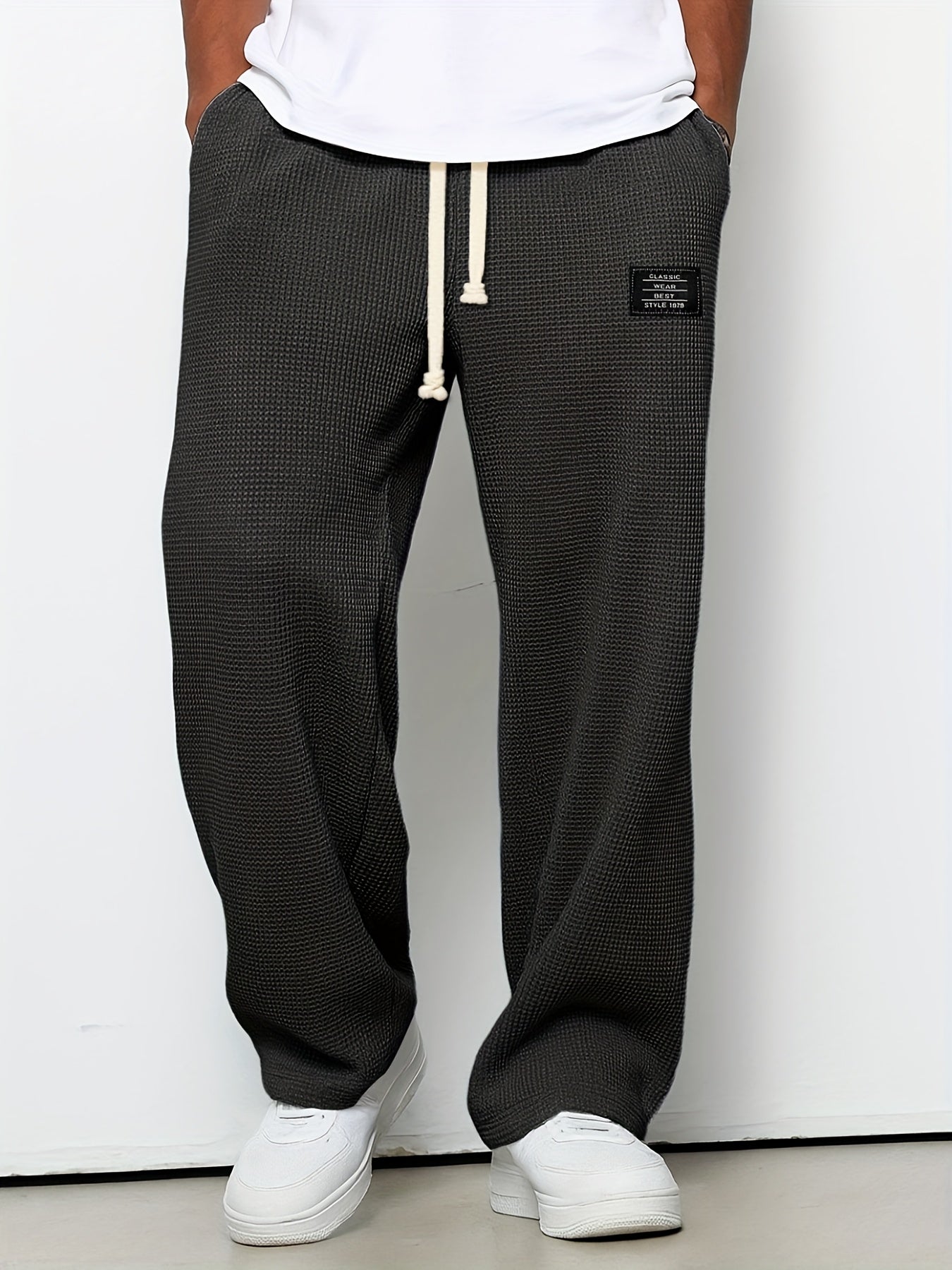 Men's Loose-Fit Wide-Leg & Straight-Leg Sweatpants - Elastic Straight-Leg Trousers with Wide Base, Adjustable Waist, Solid Color Casual Pants Suitable for Spring/Autumn, Machine Washable for Gym,, Casual Attire