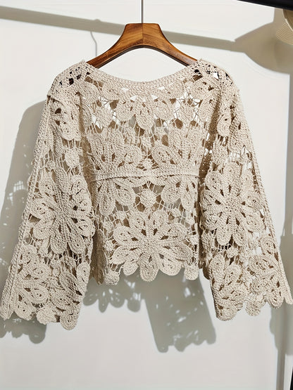 New Cardigan Bohemian Style Jacquard Hollow Crochet Embroidered Women'S Top