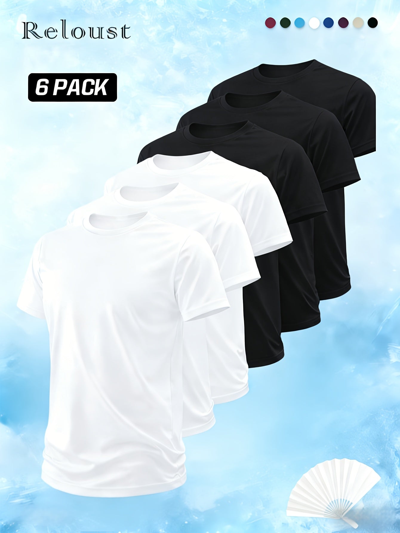 6pcs Men'S Crewneck Short Sleeve T-Shirts | Solid Color, Breathable Cooling Quick-Drying, Casual Fashion Tees, Versatile Summer Mens Clothes, Everyday Comfortable Fit, Perfect Gifts For Boyfriend, Easter Selection