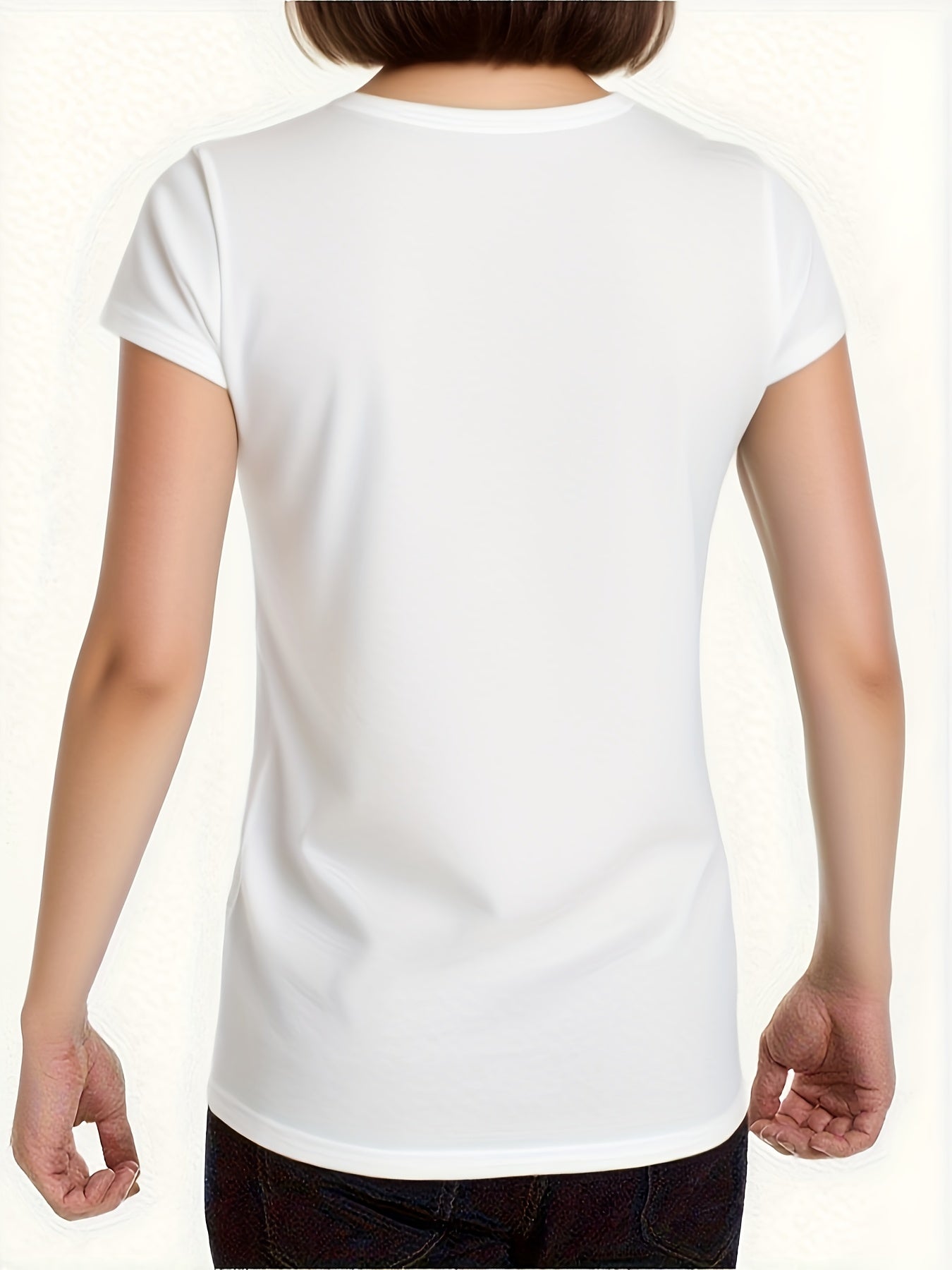 [Independence Day Custom]Custom Women'S T-Shirt - Summer Short Sleeve Tee With Personalized Image/Text Upload, Round Neck For Casual Wear, Party, Festival Gift For Family Friends, Solid Design Shirt, Durable Print Quality, 250 USA Anniversary Tee