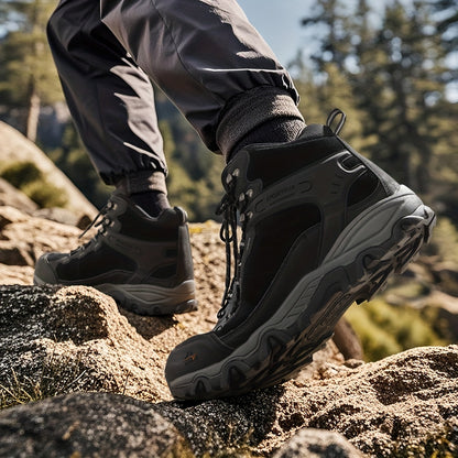 [Waterproof Hiking Boots] Men's Waterproof Hiking Boots Outdoor Mid High Backpacking Mountaineering Trekking Shoes Non-Slip Durable Lightweight for Travelling Camping Rocky Mountain Trail