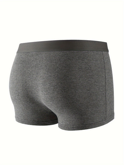 4pcs Men's Boxer Briefs, Animal Print, Casual High Stretch Knit Fabric, Polyester 92% Spandex 8%, 125gsm, Trendy Plus Size Shortie Underwear