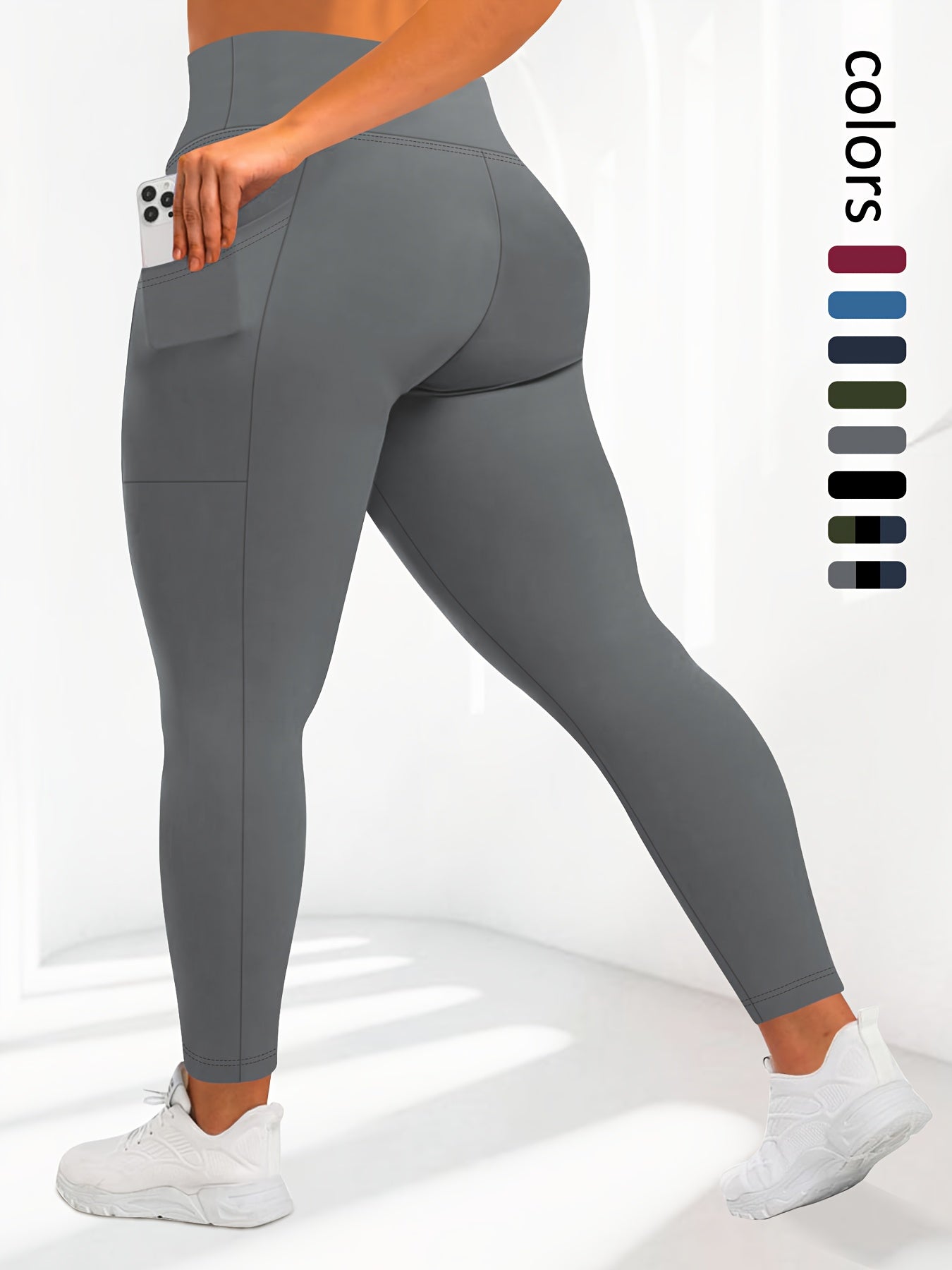 Dark Gray Polyester High-Waist Oversized Pants - product view 12