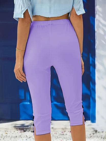 5pcs Women's High-Waisted Stretch Joggers with Elastic Waistband & Button Closure - Comfort Fit Mid-Stretch, Vibrant Solid Colors (White, Red, Purple, Blue, Green) - All-Season Casual Pants, Machine Washable, Casual Attire, Stylish Five-Pack, Medium Elast