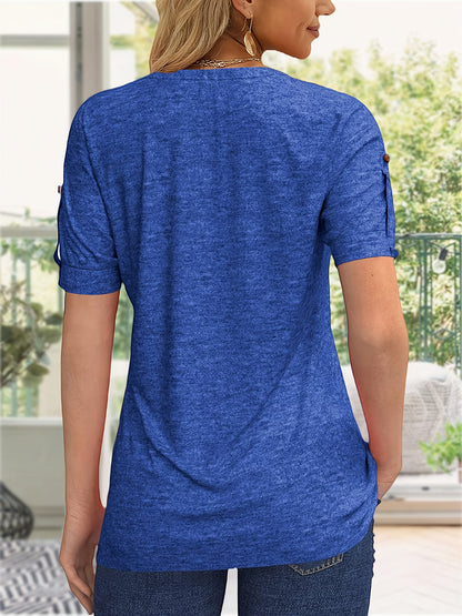 Women's Green Viscose V-Neck Pleated T-Shirt - product view 9