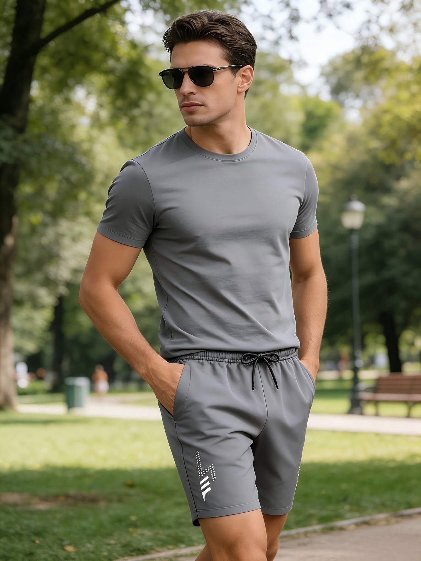 5-Pair Men's Lightweight Summer Athletic Shorts - Breathable, Moisture-wicking, And Quick-drying; Solid Color with Zippered Pockets; Suitable for Sports And Casual Wear; Ventilated Textured Design