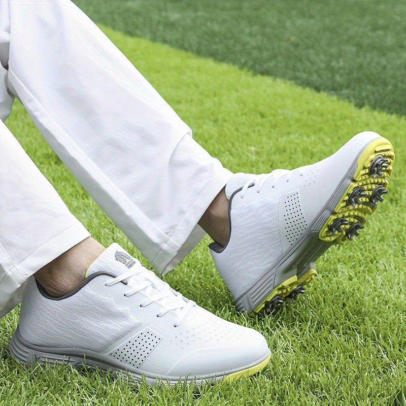 Men's Comfy Golf Shoes Spikes Breathable Outdoor Golf Training Sport Sneakers Non Slip, Spring And Autumn