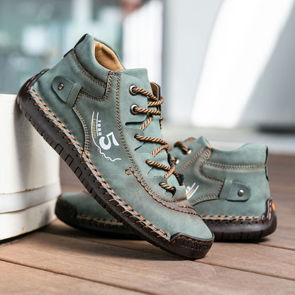 Women's Handmade Retro Sneakers - Lightweight Upper & Sole, Round Toe Mid-Top Lace-Up Casual Suitable for Walking, Dating, Casual Attire - - Versatile Footwear, Women Shoes