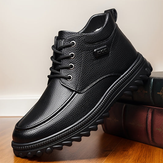 [Warm Fleece Snow Boots] Plus Plush Thick Snow Boots - Men's Warm Fleece Lining High Top Casual Shoes with Soft Rubber Sole Anti Slip, Comfortable And Fashionable In Winter 23675
