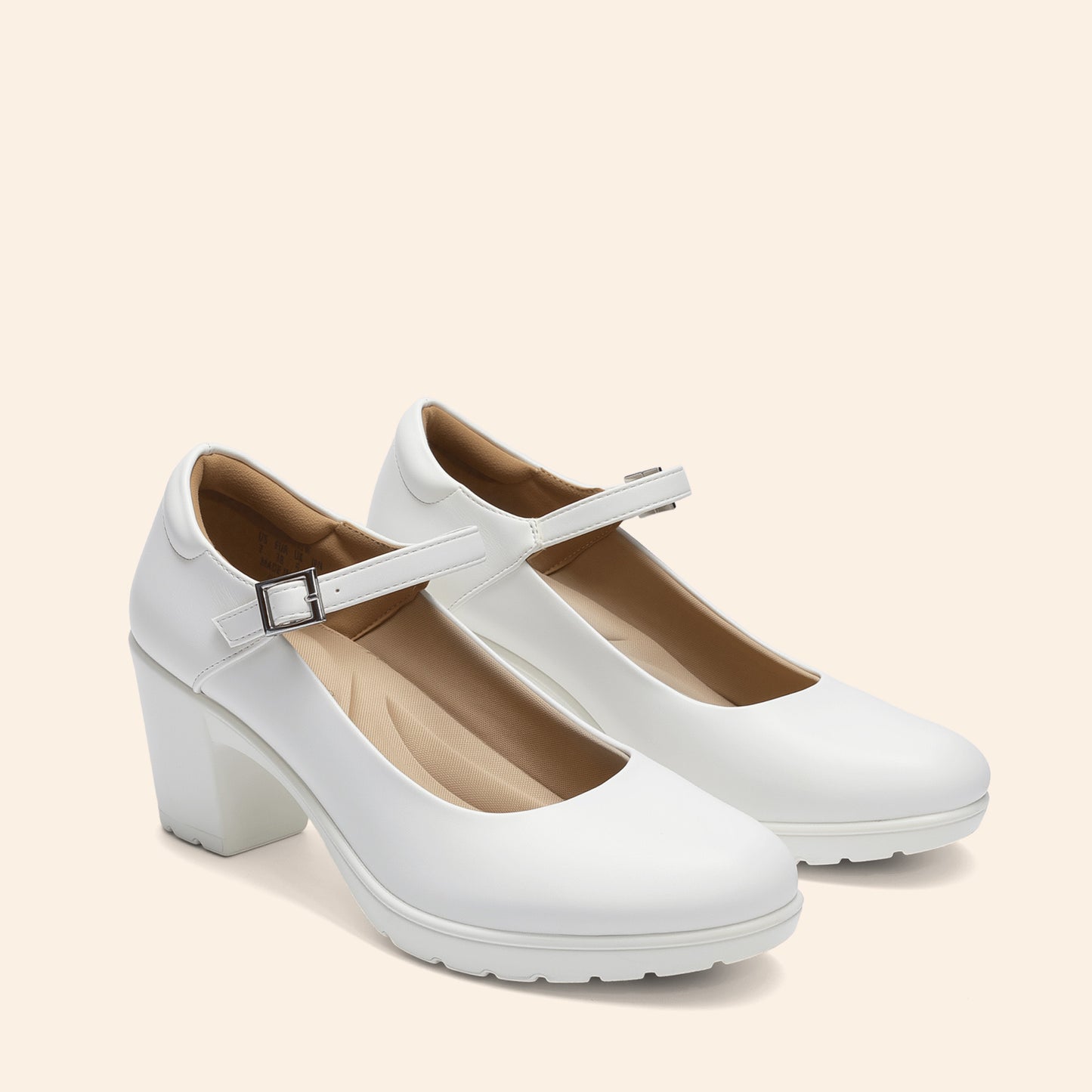 Women's Chunky Low Block Heels Mary Jane Closed Toe Work Pumps Comfortable Round Toe Dress Wedding Shoes