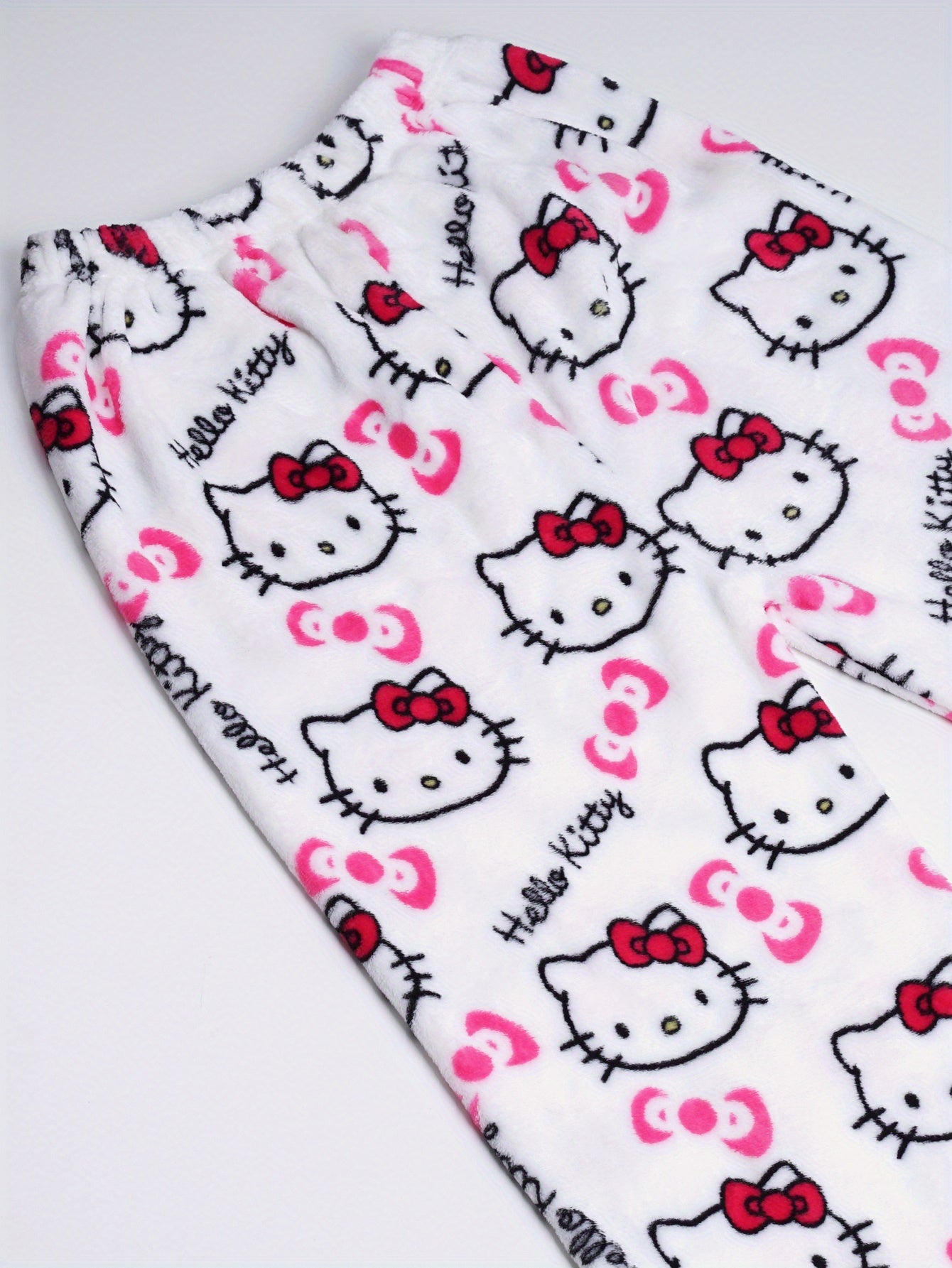 Sanrio KT Cat Pajama Pants for Women - 2pcs Sleepwear Set with Cute KT Cat Face & Full-Length Pants, Cozy Flannel Pajamas for s, - Nightwear ()