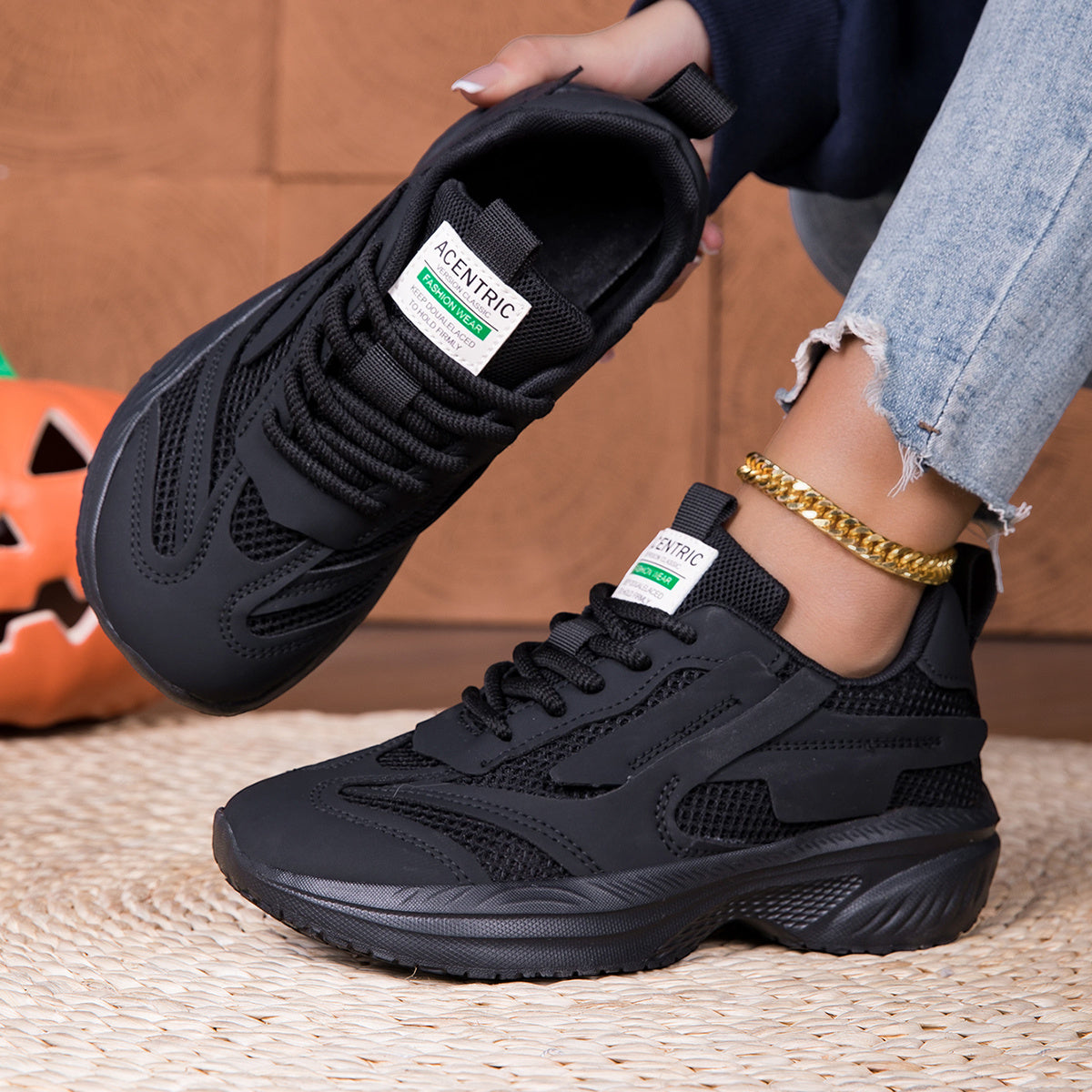 Wide Women'S Sneakers for Outdoor Jungle Trail Running, Versatile Black Casual Shoes, Barefoot Wide-Fit Women'S Shoes in Large Sizes, Thick-Soled, Slip-Resistant, Durable Hiking Shoes, Suitable for All Seasons in Spring, Summer, Autumn, And Winter