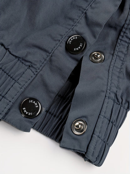 Solid Cargo Men's Casual Long Pants with Multiple Pockets AndButtons, Outdoor Hiking Camping Mountaineering