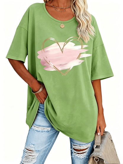 Plus Size, Plus Size Comfortable Short Sleeve Round Neck Top
