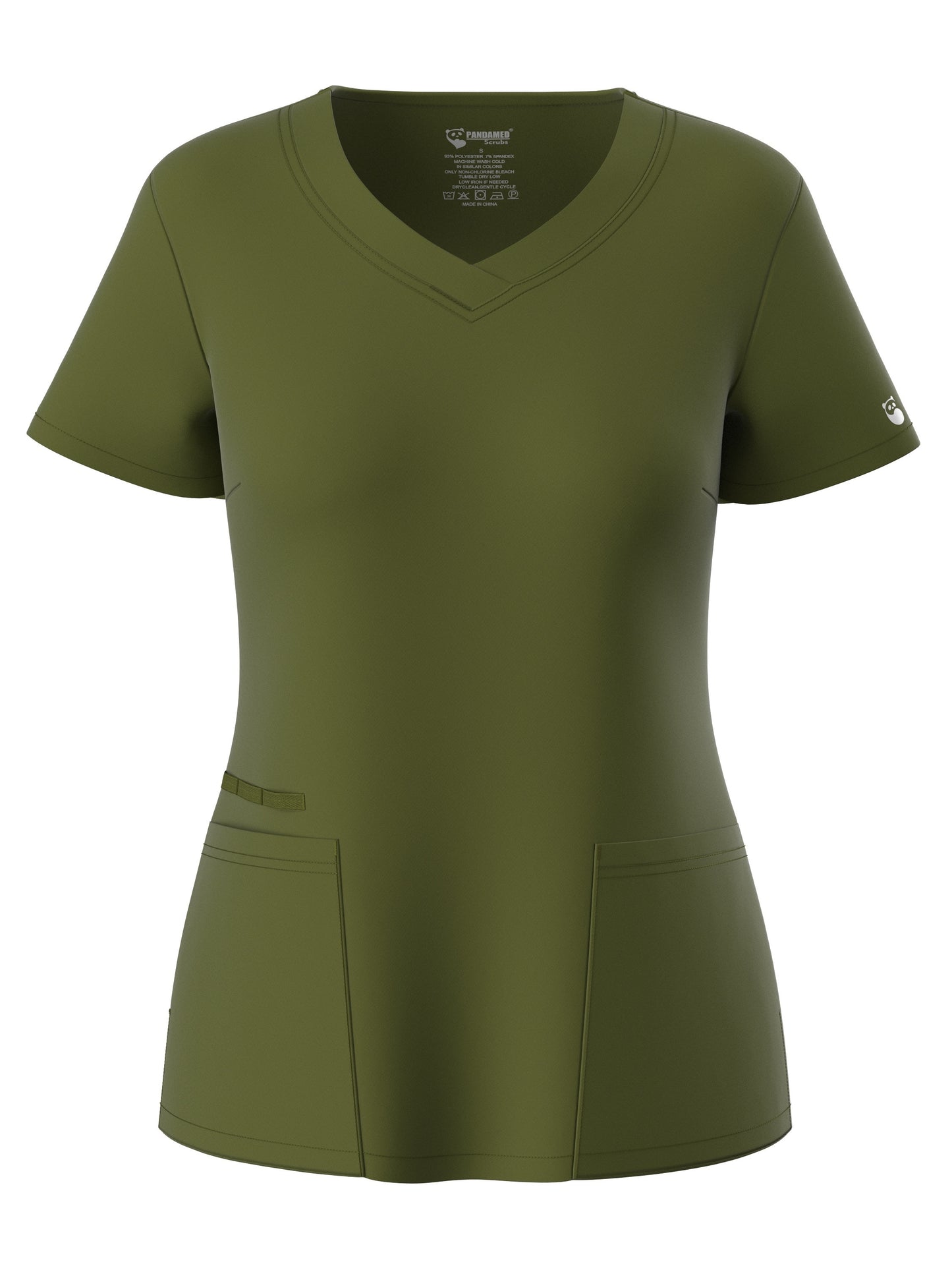 Women's Solid Two-piece Set - Elegant Short Sleeve V Neck Scrub Top & Drawstring Pants Outfits, Clothing