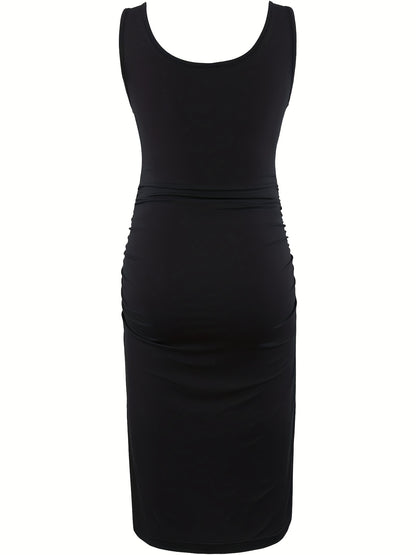 Women's Maternity Dresses for Daily Baby Shower Photography Short Sleeve Sleeveless Tank Dresses Side Ruching