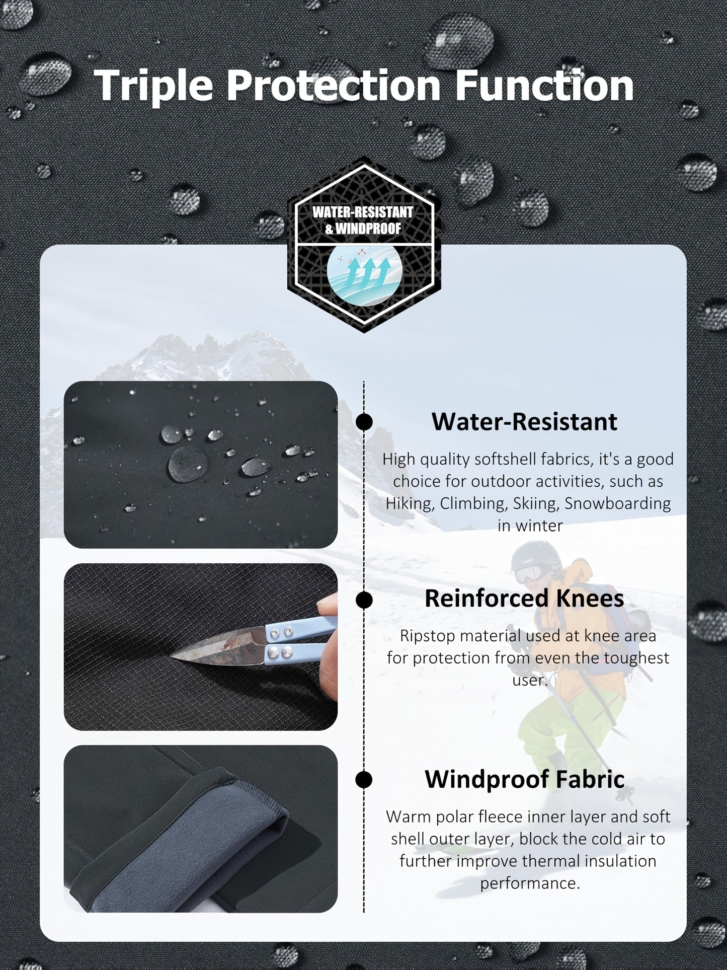 Men's Winter Fleece Pants Outdoor Softshell Pants Thickened Warm Lined Camping Fishing Trekking Hiking Pants Casual Trousers