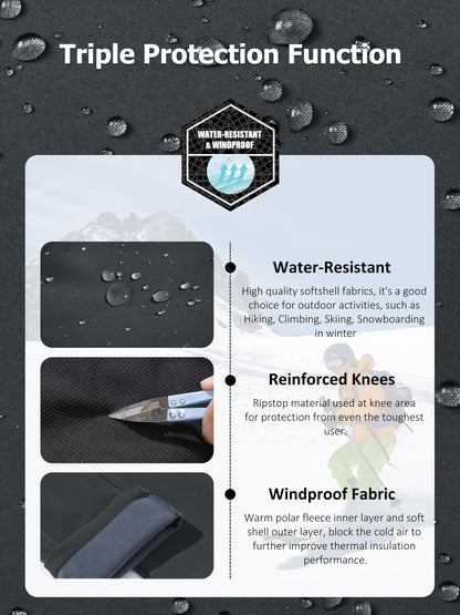 Men's Winter Fleece Pants Outdoor Softshell Pants Thickened Warm Lined Camping Fishing Trekking Hiking Pants Casual Trousers