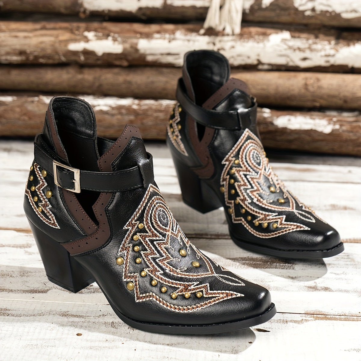 Women'S Ankle Boot with Slip-On Design, Classic Elegant Vintage Style, Baroque Bohemian Fashion for Music Festivals and Vacation Outings