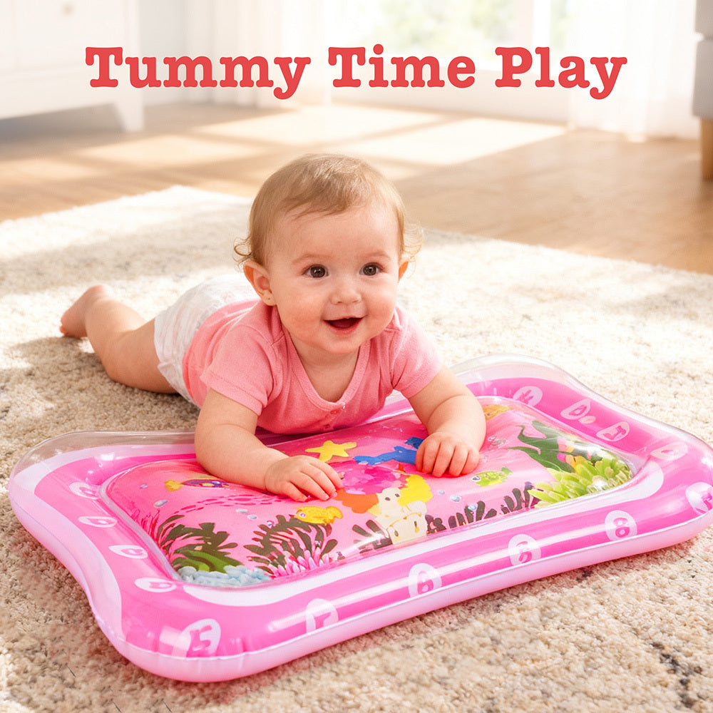 Pink/Blue Tummy Time Water Mat with Gift Box for Infants Toddlers Baby, 26x20 in,Inflatable Water Play Mat For Baby Infants Toddlers Toys Christmas Gift