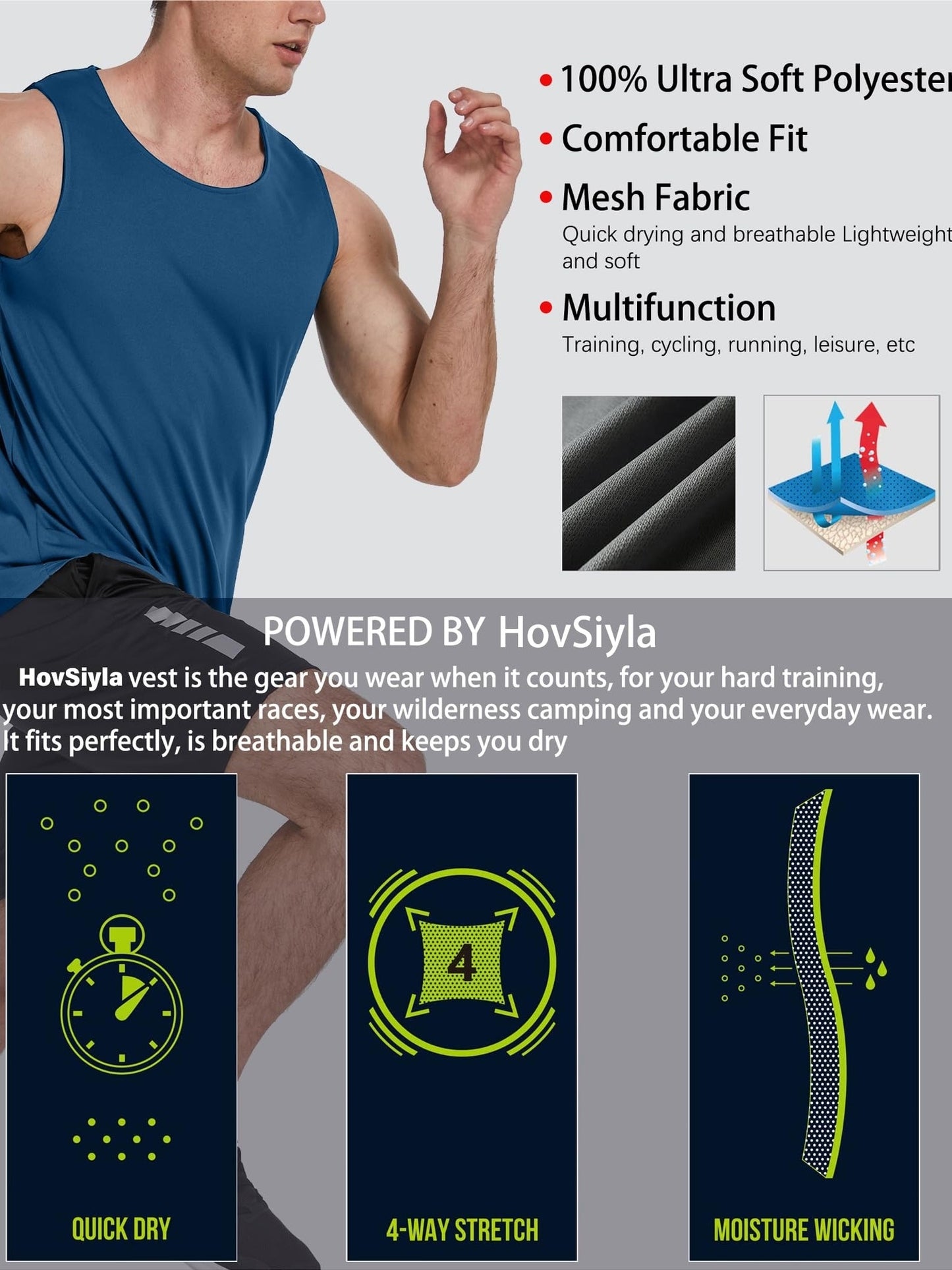 Kinglaman 6-pc Men'S Tank Tops Sleeveless Quick-Dry T-Shirt for Running Gym Sports Breathable Vest Tops