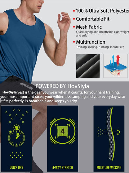 Kinglaman 6-pc Men'S Tank Tops Sleeveless Quick-Dry T-Shirt for Running Gym Sports Breathable Vest Tops