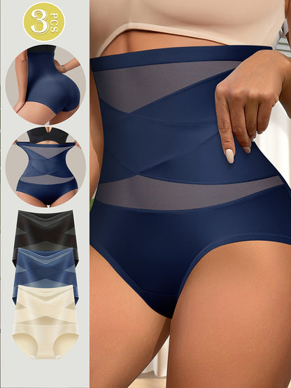 3-Pack High-Waisted Tummy Control Panties for Women - Seamless Shapewear Underwear for Belly & Butt Lifting