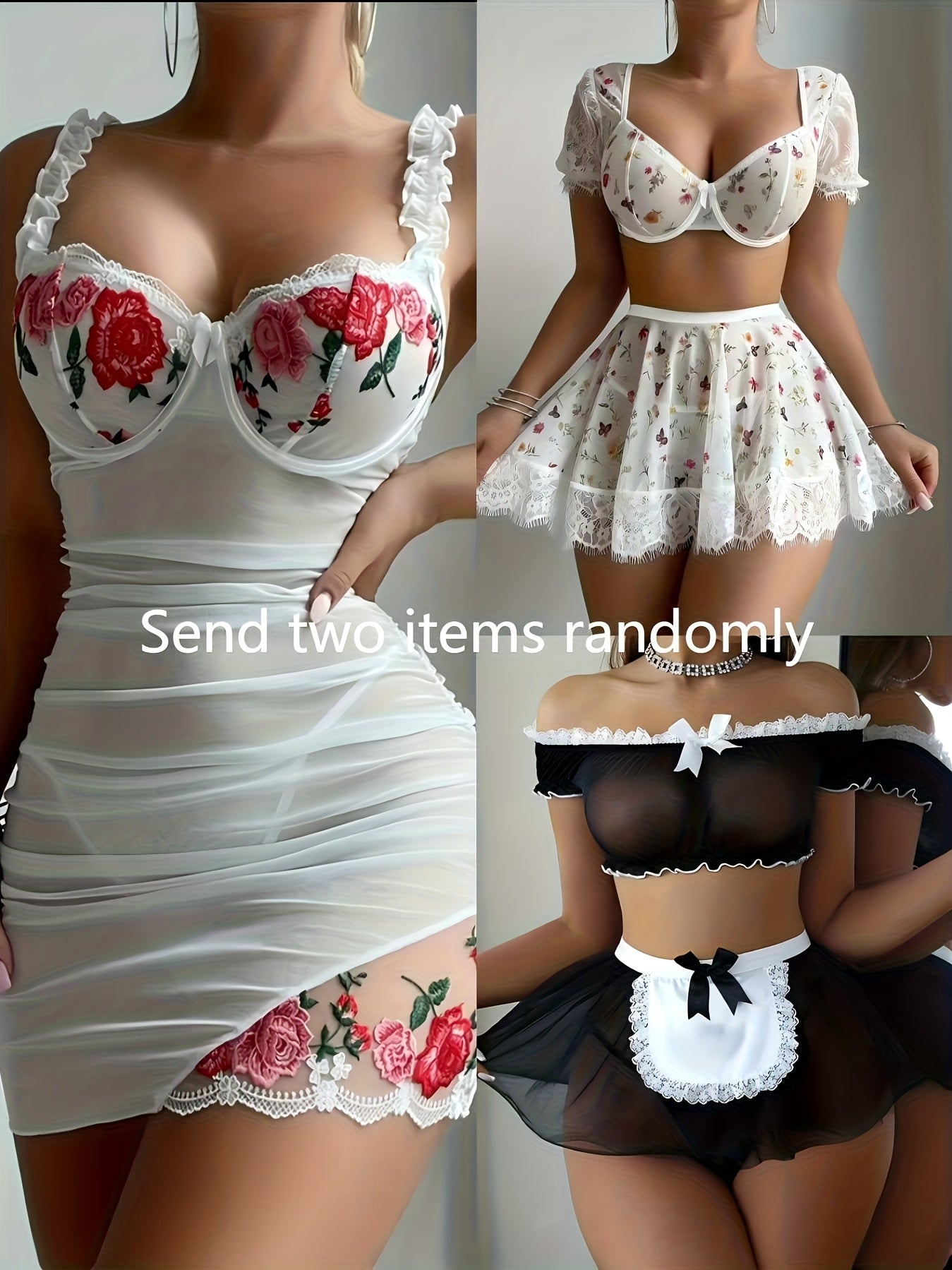 Servant Costume, Sexy Lingerie Set, Halloween Cosplay Outfit, Bow Tie See-Through Dress, Adult-Themed Party Attire, Lace-Belted Pajamas, Floral-Print Short Skirt, Nurse Uniform Cosplay, Outfit Cosplay, Random Surprise Gift Pack
