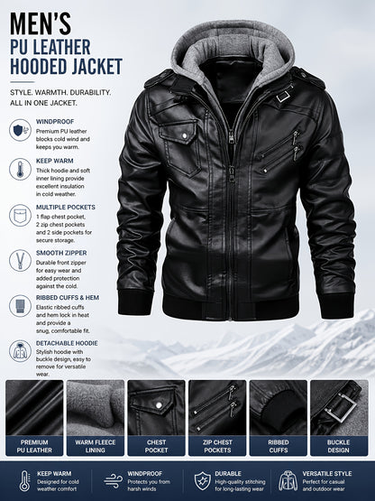 Men's Fashion Zipper Hooded Jacket Multi-Pockets - Great for Spring Outdoor Cycling, Street Cycling