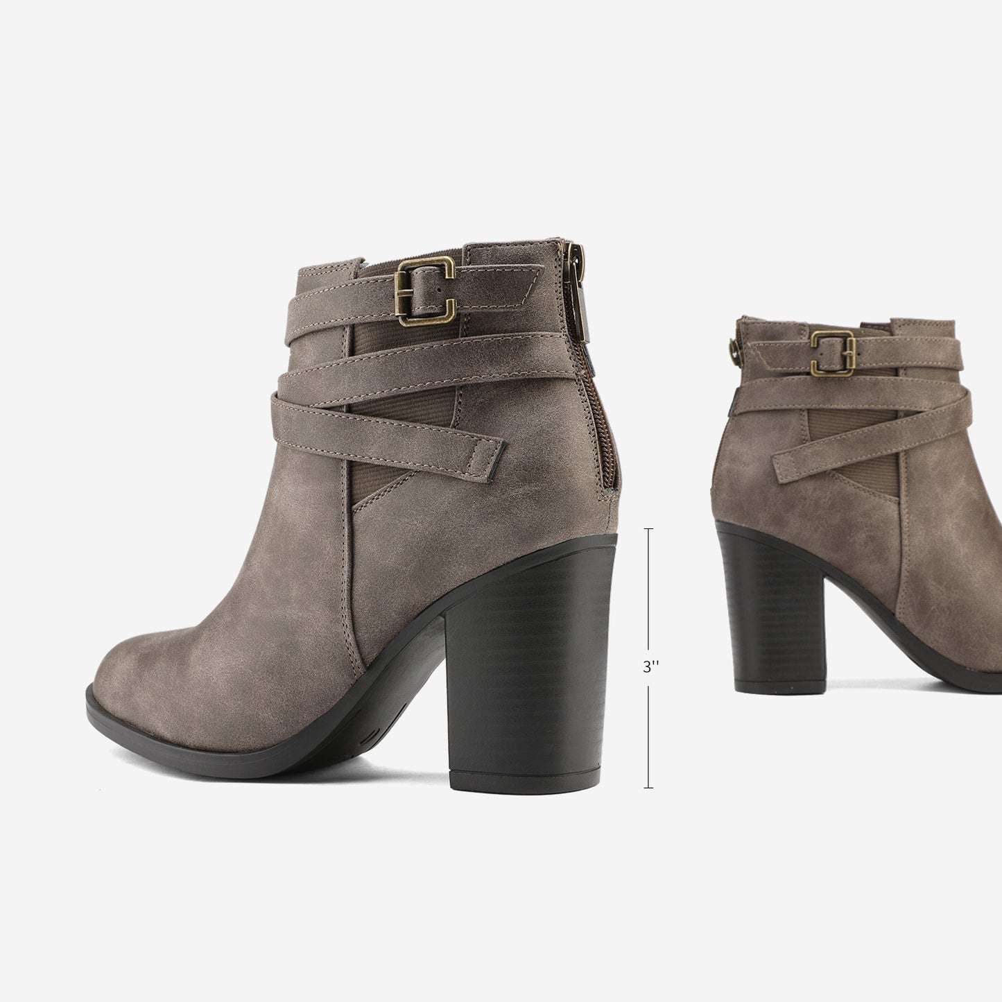 Women's Chunky High Heel Ankle Boots, Close Toe Fall Heeled Booties Shoes