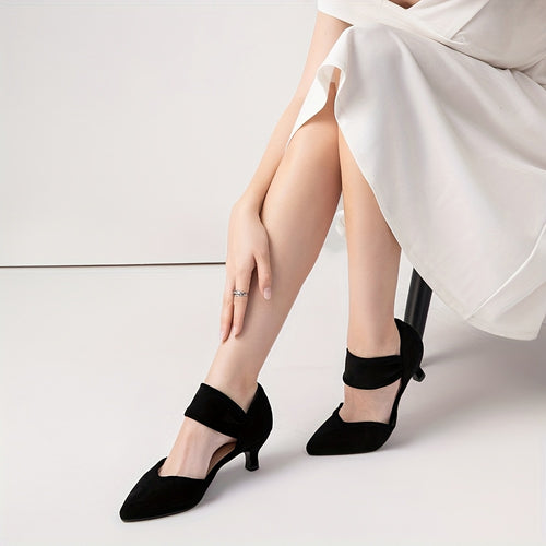 RIBONGZ Kitten Heels for Women Closed Toe Comfortable Low Heels Pointed Toe Sexy Slip On Pumps Bridal Party Dressy Shoes, Women Shoes