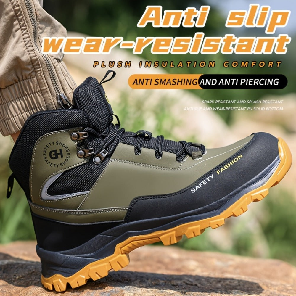 Men's Lace-Up Work-Style Shoes - Reinforced Toe and Rubber Sole