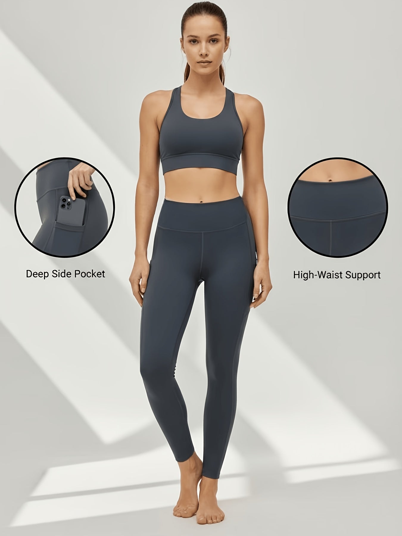 5pcs Women'S Hip-lifting& Tummy Control Leggings, Quick-drying, Breathable, Highly Elastic and Soft, Suitable for Gym, Yoga, Pilates, Beach Wear, Undergarments, Casual Pants, Yoga Pants and Safety Shorts