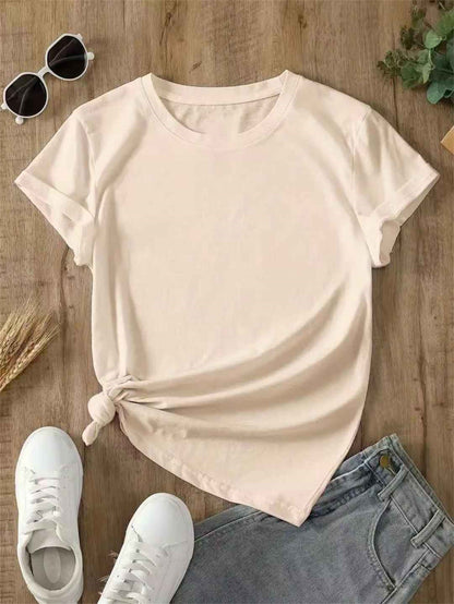 Plus Size, Plus Size Comfortable Short Sleeve Round Neck Top