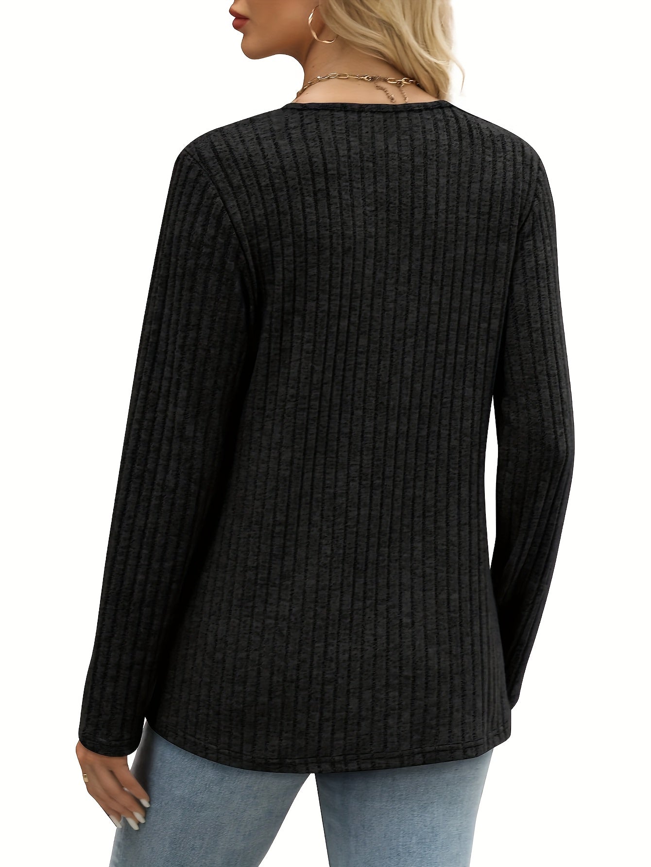 Two-piece Women'S Fashion Top, Casual Long-sleeved Pullover, V-neck Button, Thin Autumn And Winter Sweater, Cropped Sweaters for Women, Colourfull Loose Sweater for Women, Long Sweaters for Women, Everyday Outfit, Layering Piece, Vneck Design