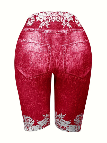 European And American Women's Pants Are Fashionable, Casual, Randomly Printed, Women's Leggings, Cropped Pants, Tight Fitting