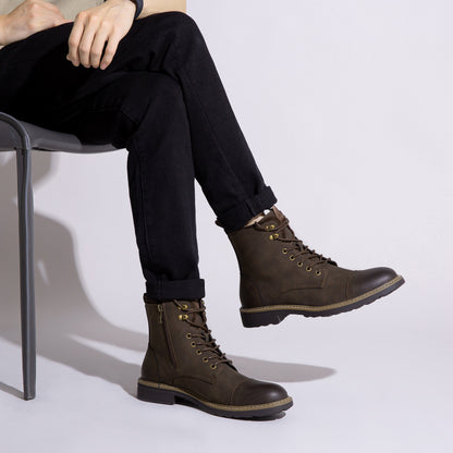 Mens Boots Motorcycle Casual Boots for Men Zipper Fashion Chukka Boots Mens