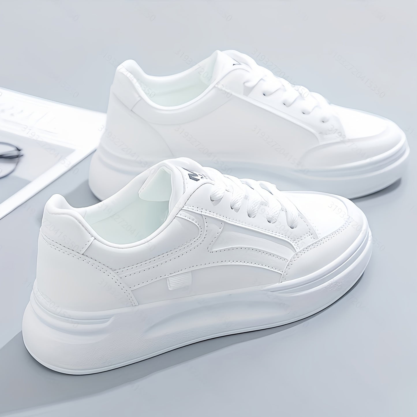 Women's Retro Low-Top Sneakers - Thick Platform Sole Anti-Slip Sole & Breathable Fabric Upper, Lace-Up Round Toe White Suitable for Running, Gym, Casual Wear, - Versatile Sneakers, Women Shoes