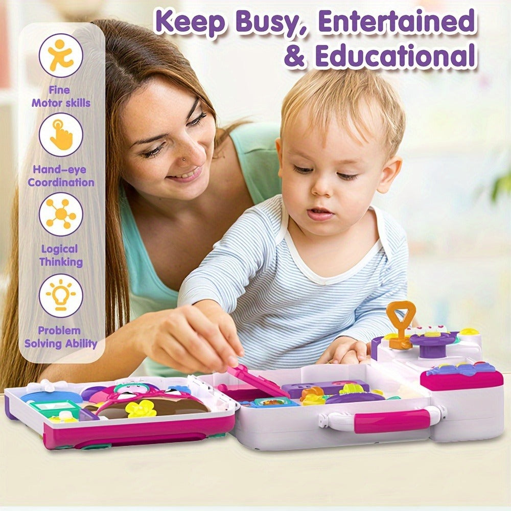 Musical Busy Board Learning Toy - 54 interactive bilingual English and Spanish activities