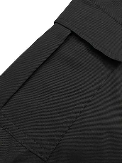 4pcs Men'S Multi-Pocket Cargo Pants in Solid Colors with Large Pockets And Tapered Legs, Featuring a Loose Waistband Design, Comfortable All-Season Casual Wear And Men'S Casual Trousers