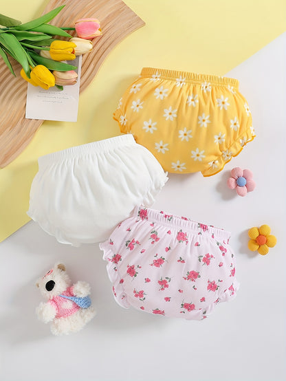 Girls' Shorts - School Season Gift - Summer Lightweight Design with Heart-shaped Pleated Edges - Baby Girl's 0-3 Years Old Small Pants - Versatile And Cute Casual Style - Suitable for Festivals And School Days - Girls' Shorts - Valentine's Day Gift
