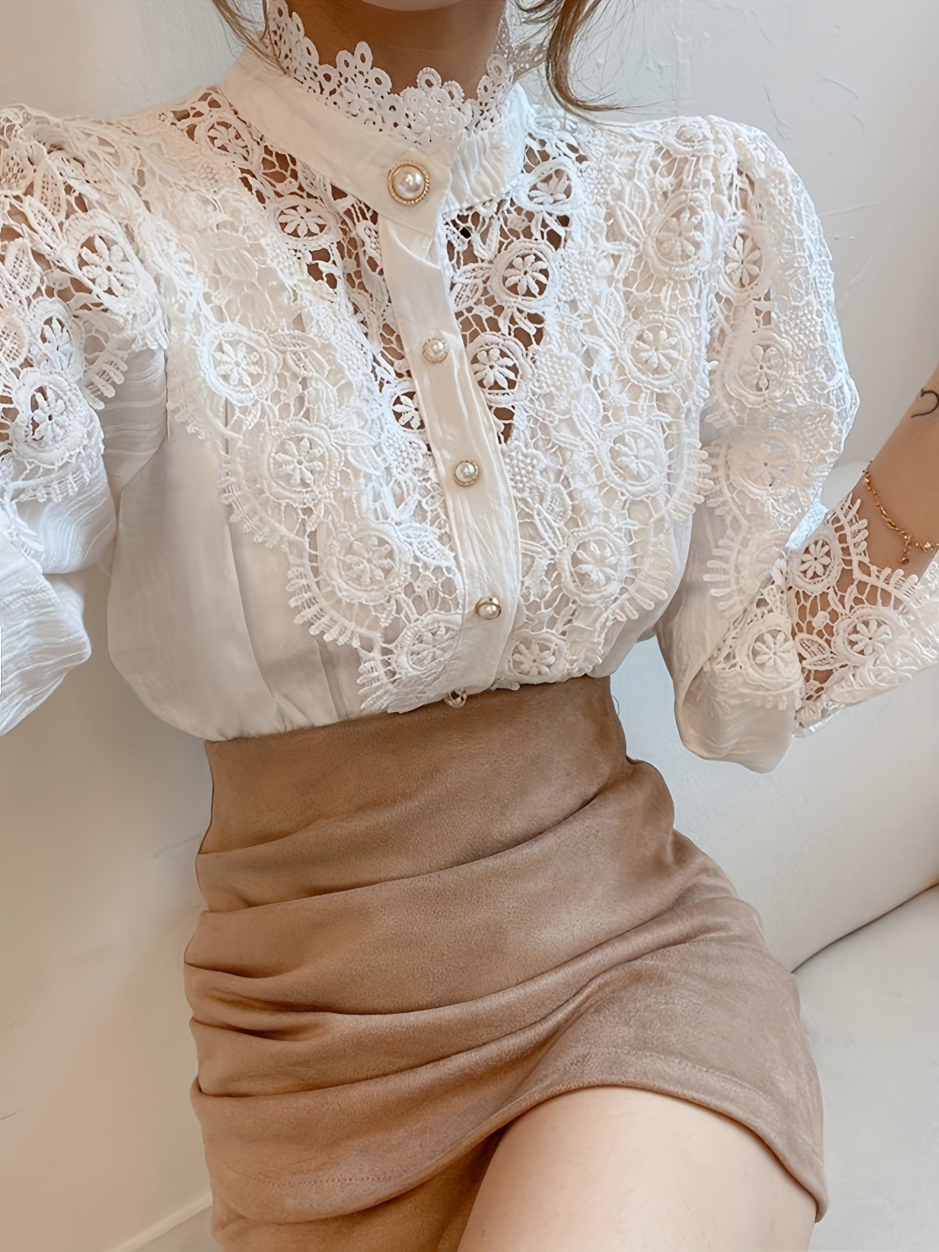Women's Dark Green Lace Shirt - product view 25
